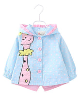 Geaca eleganta din bumbac, fete., Girafa, bleu